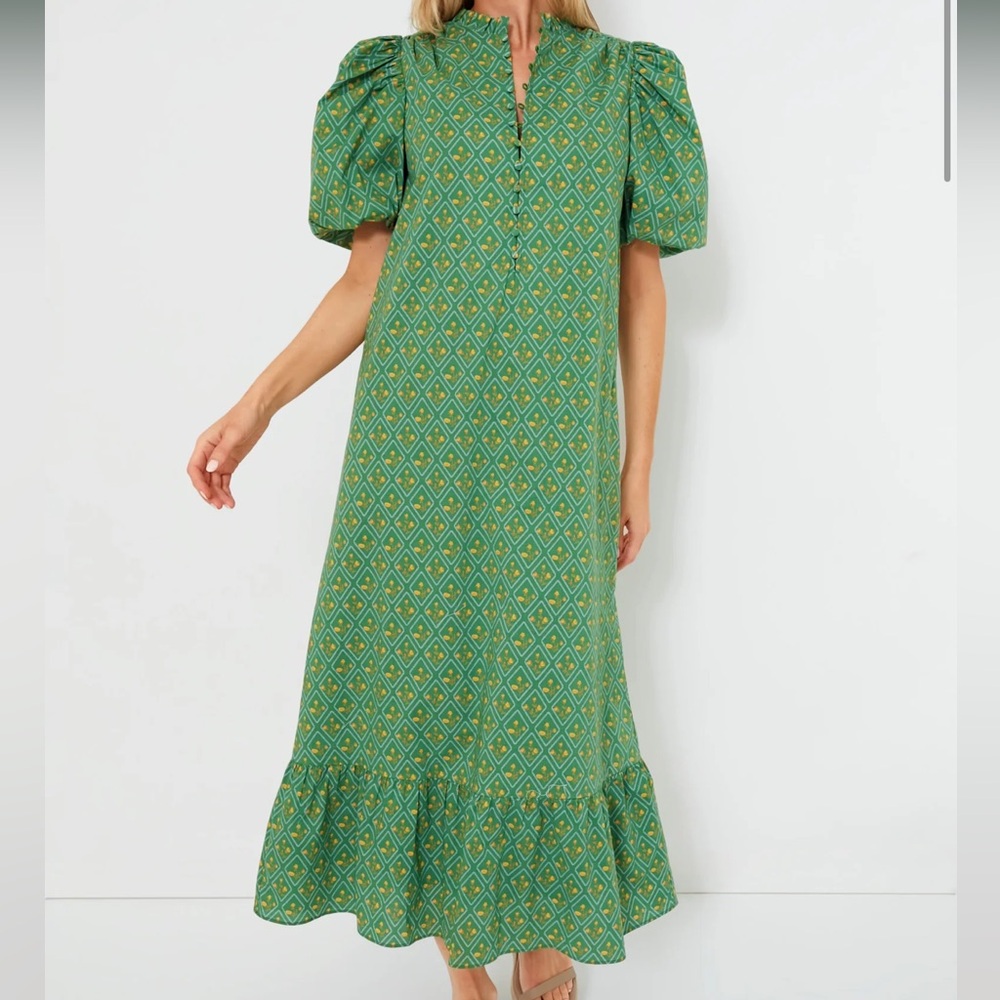 Hyacinth House | NEW Green Floral Mimi Short Sleeve Midi Dress Size S